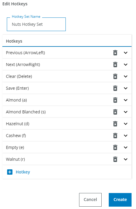 Hotkey list