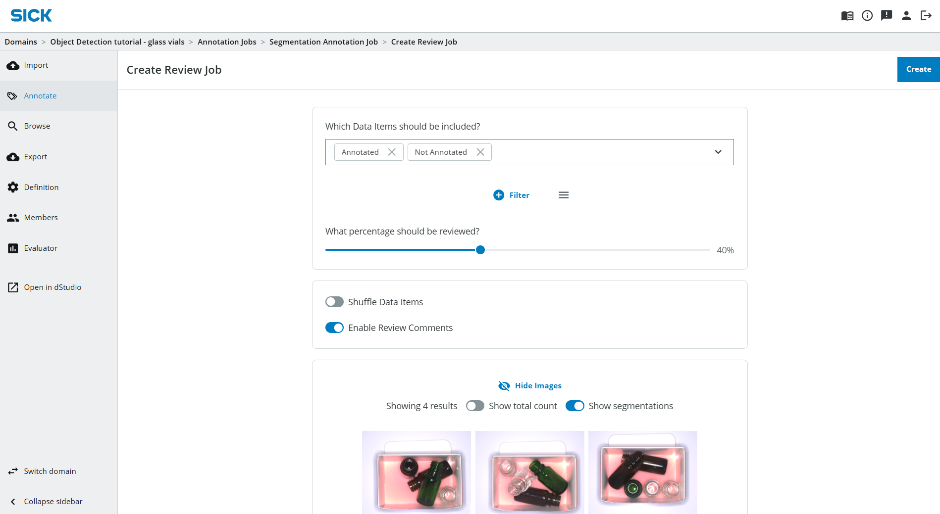 Review Job settings